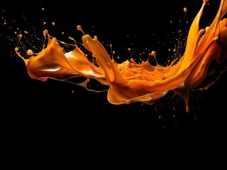 orange paint splash on black background