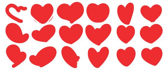Collection of Love Heart Symbol Icons outline hand drawing