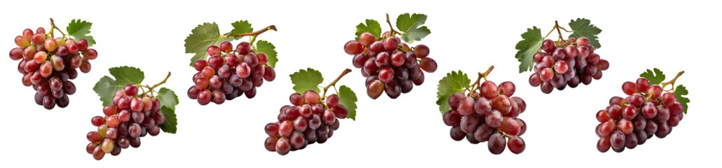 Collection of grapes isolated on transparent background