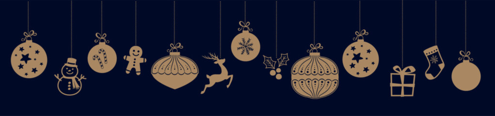 Set of beautiful Christmas bauble garland. Vector editable. - 672539655