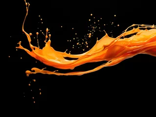 Gordijnen orange paint splash on black background © Vitalii But