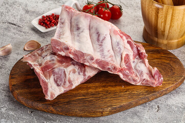 Raw pork ribs for barbecue