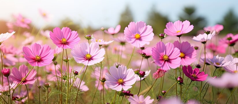 The cosmos flowers known as bunga kenikir blossom during scorching afternoons