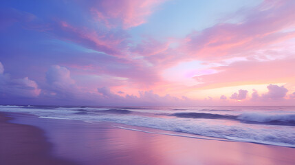 Fototapeta premium Beautiful Sunset on the Beach. Sunrise over water