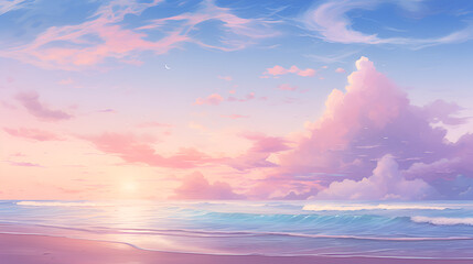 Obraz premium Beautiful Sunset on the Beach. Sunrise over water
