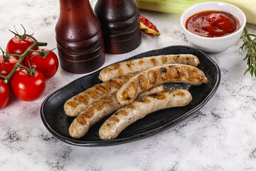 Grilled natural organick white sausages
