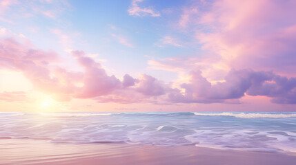 Fototapeta na wymiar Beautiful Sunset on the Beach. Sunrise over water