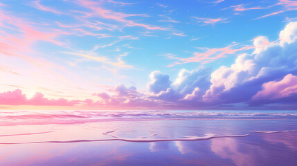 Fototapeta premium Beautiful Sunset on the Beach. Sunrise over water