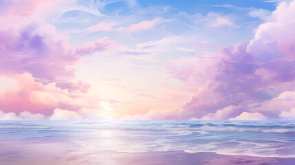 Naklejka na ściany i meble Beautiful Sunset on the Beach. Sunrise over water