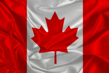 Waving silk flag of Canada