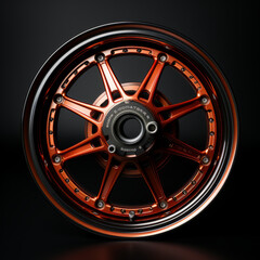 Obraz premium red motorbike rim on black background
