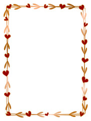 Heart circle wreat frames ,Romantic frames in circle , Round frame with heart pattern design, Valentine's Day copper line , decorative frame element , png transparent background illustration