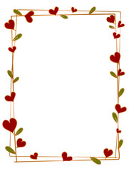 Heart circle wreat frames ,Romantic frames in circle , Round frame with heart pattern design, Valentine's Day copper line , decorative frame element , png transparent background illustration