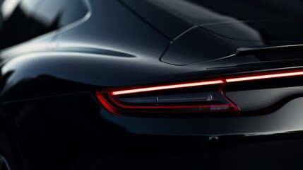 Generative AI image of a High luxury close-up shoot of black Porsche taycan Rear