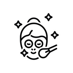 Black line icon for  face makeup 