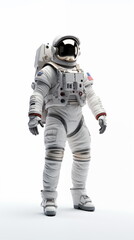 Futuristic American astronaut spacesuit  or Extravehicular Mobility Unit with white backdrop