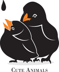 birds icon. cute bird together.