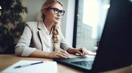 business woman working on laptop