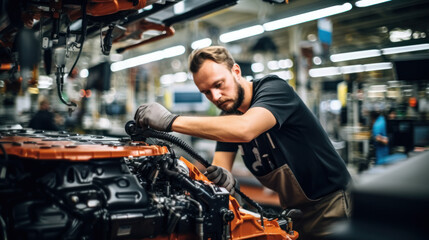 People worker on Automobile assembly line production
