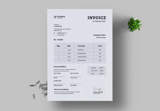 Minimalist Invoice design