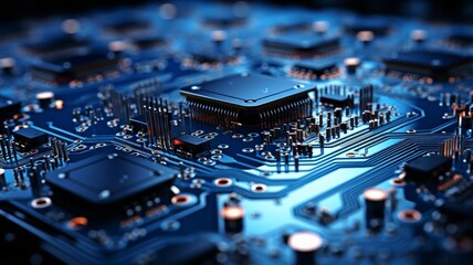 modern technology material with a blue circuit board .