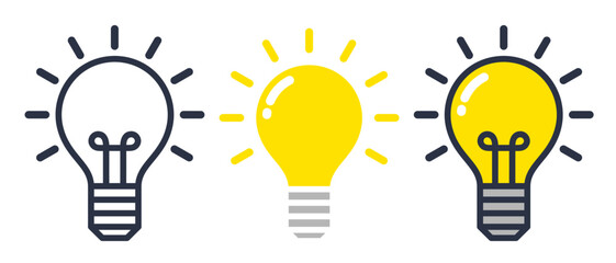 light bulb icon vector. ideas, inspiration - obrazy, fototapety, plakaty