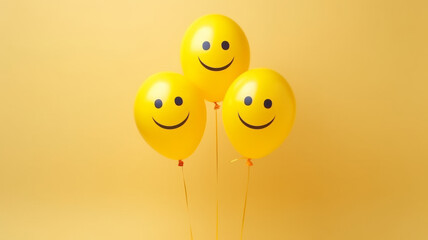 Happy family emotion with emoji balloons.generative ai
