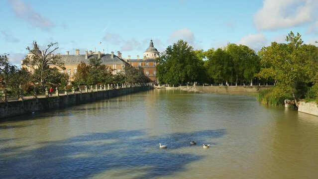 The Tagus River runs through the city of Aranjuez as it passes through the royal palace in Madrid.