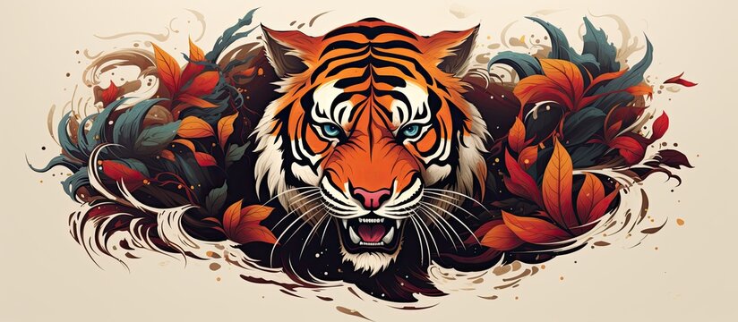 Naklejki Tiger tattoo design in a contemporary yet classic style