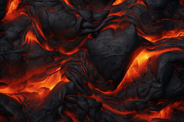 Lava incandescente de cerca en volcán. - obrazy, fototapety, plakaty