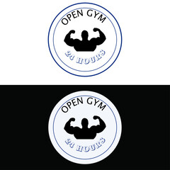 open gym 24 hours gym logo