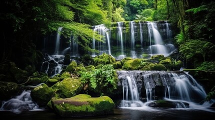 waterfall in the forest generated by AI