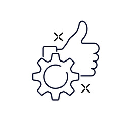 Approved, accepted technology. Vector linear icon isolated on white background.