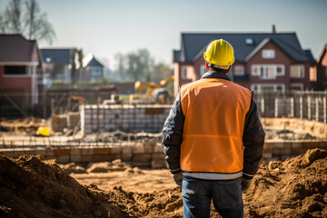 Civil engineer worker and house construction,building construtction,home business theme,Onsite visit