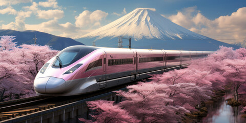Future Shinkansen with Fuji backround