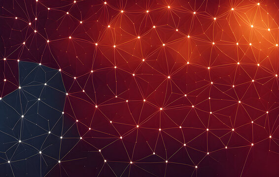 Abstract background with line and node connection neural pattern design