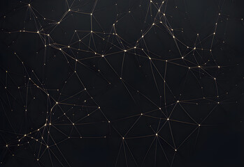 constellation of the zodiac. Abstract background with line and node connection neural pattern with low poly design - obrazy, fototapety, plakaty