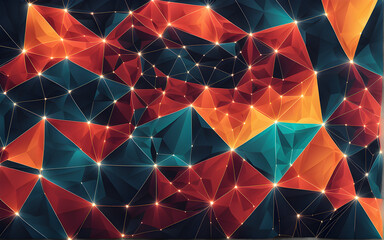 abstract background with triangles. Abstract background with line and node connection neural pattern with low poly design