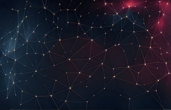 constellation of the zodiac. Abstract background with line and node connection neural pattern with low poly design