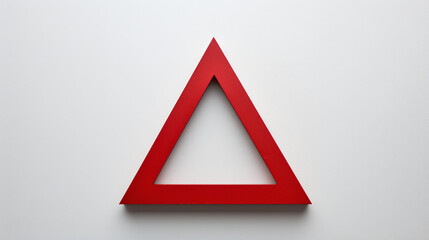 a red triangle with a white background