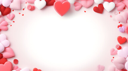 Valentine's Day pink background with red and pink hearts
