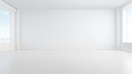 a room with a white floor and a window