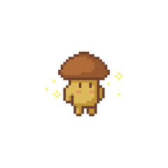 Brown mushroom character, pixel art