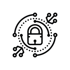 Black line icon for secure connection 
