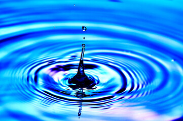 a drop of water falling into the water and creating waves