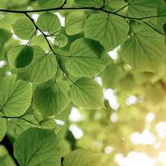 Fototapeta na wymiar green tree leaves in the nature in springtime