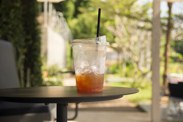 ice coffee on the table in coffee shop, cafe, restaurant.