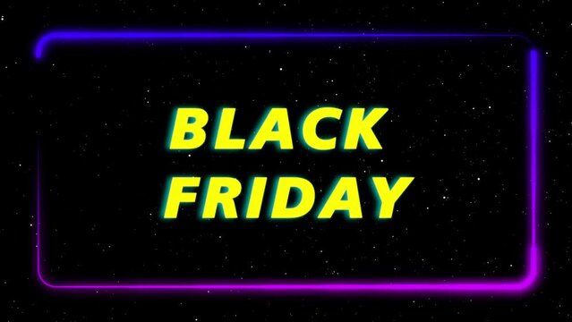 black friday text effect animation in style retro and sky star.