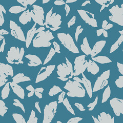 Vector flower and leaf painting illustration seamless repeat pattern digital artwork