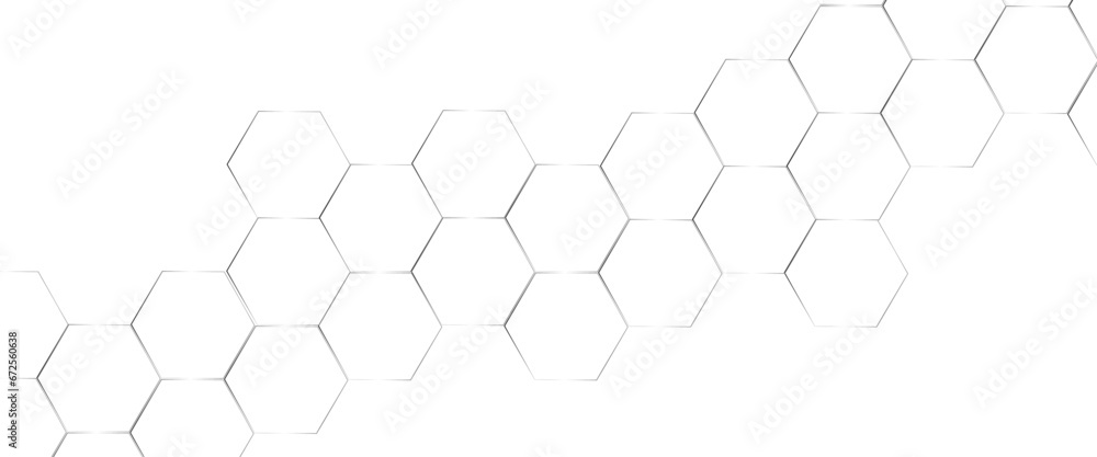 Poster vector modern hexagon honeycomb transparent background with glowing hexagon geometric lines.